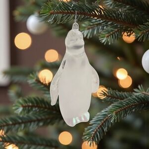 Frosted Acrylic Penguin Ornament – 4.5" Christmas Tree Holiday Decor